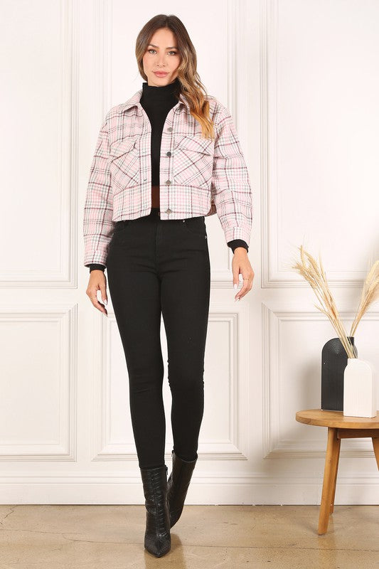 Plaid crop jacket king-general-store-5710.myshopify.com