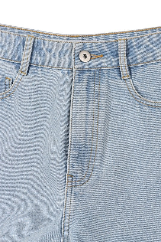 Mid Blue Roll Up Denim Shorts king-general-store-5710.myshopify.com