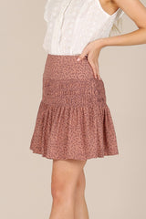 Brown Floral Smocked Skirt king-general-store-5710.myshopify.com