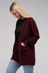 Low Gauge Waffle Open Cardigan Sweater king-general-store-5710.myshopify.com