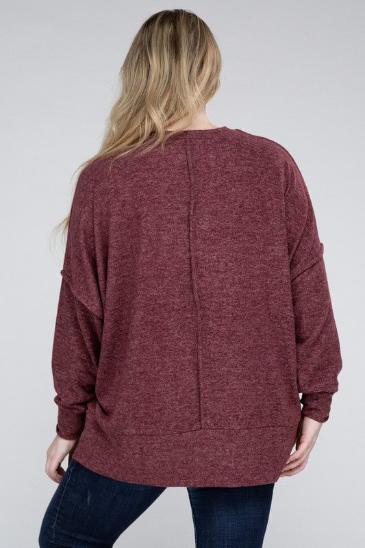 Plus Brushed Melange Drop Shoulder Sweater king-general-store-5710.myshopify.com