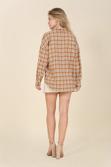 Autumn Beige Long Sleeve Plaid Shirt