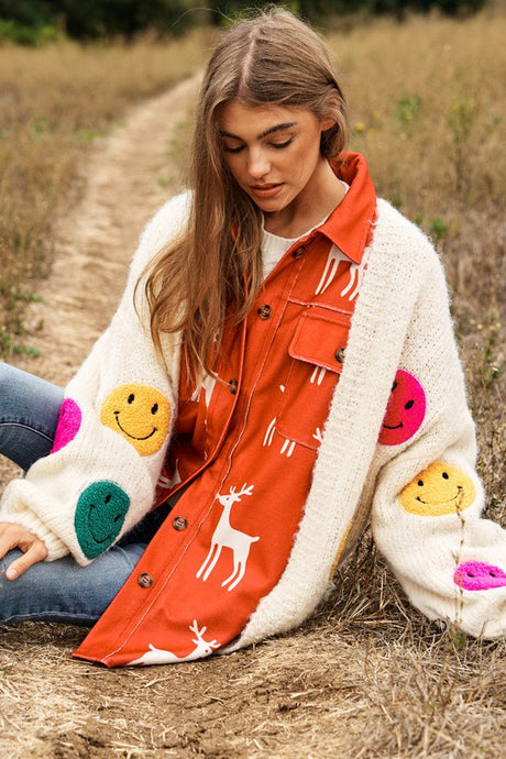 The Fuzzy Smile Long Bell Sleeve Knit Cardigan king-general-store-5710.myshopify.com