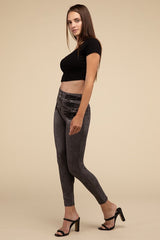 Ankle Length Denim Fitted Leggings