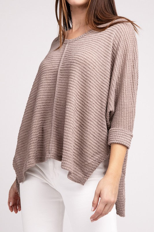 V-Neck Hi-Low Hem Jacquard Sweater king-general-store-5710.myshopify.com