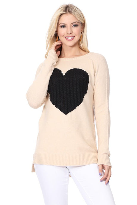 Cozy Heart Jacquard Round Neck Pullover Sweater king-general-store-5710.myshopify.com