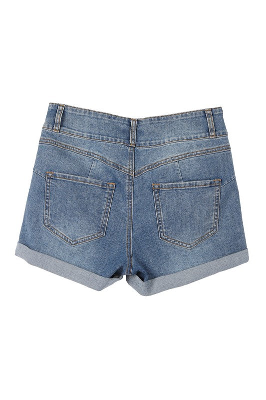 High Waisted Blue Denim Shorts king-general-store-5710.myshopify.com