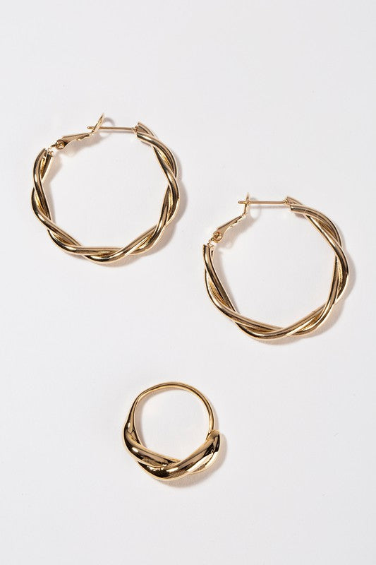 Big Sized Ripple Ring and Earring set king-general-store-5710.myshopify.com