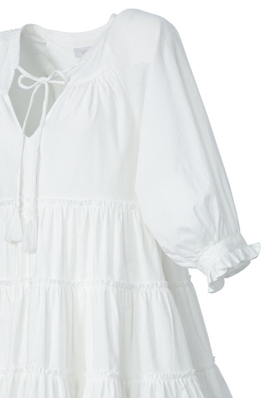 Tiered Mini Dress with Tassel king-general-store-5710.myshopify.com