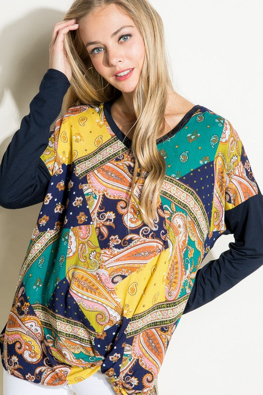 PAISLEY MIXED BOXY TOP