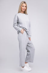 Textured Fabric Top and Pants Casual Set