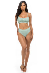 High Waist Ruched Detail Bikini