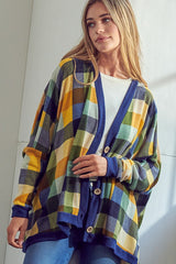 PLAID BUTTONDOWN BOXY CARDIGAN