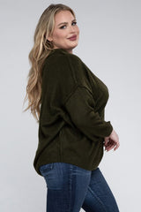 Plus Oversized Round Neck Raw Seam Melange Sweater king-general-store-5710.myshopify.com