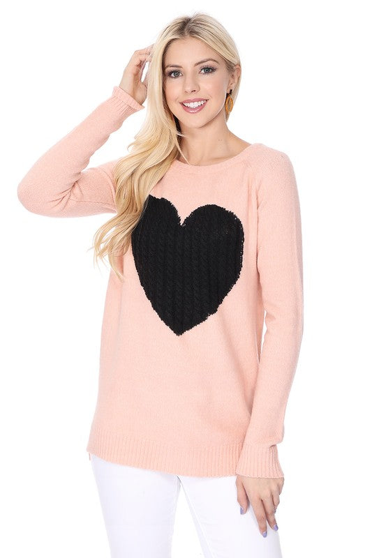 Cozy Heart Jacquard Round Neck Pullover Sweater king-general-store-5710.myshopify.com