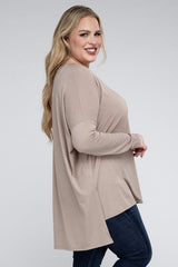 Plus Dolman Sleeve V-Neck Side Slit Hi-Low Hem Top king-general-store-5710.myshopify.com