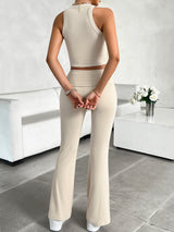 Devine Ribbed Round Neck Tank and Pants Set