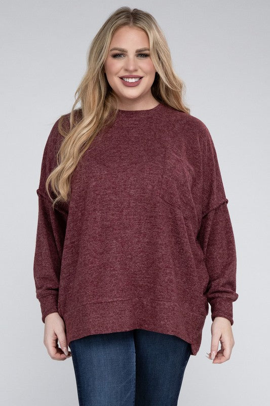 Plus Brushed Melange Drop Shoulder Sweater king-general-store-5710.myshopify.com