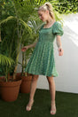 Green Floral Smocked Mini Dress king-general-store-5710.myshopify.com