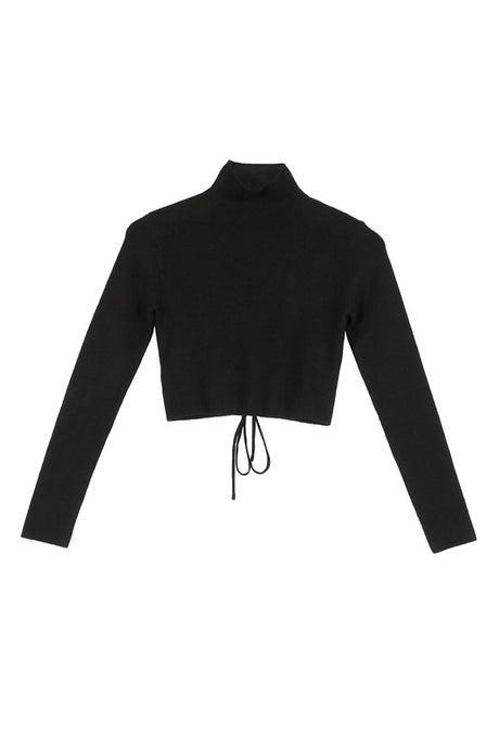 Mock Neck Lace-Up Open Back Top king-general-store-5710.myshopify.com