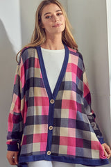 PLAID BUTTONDOWN BOXY CARDIGAN