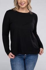 Plus Cotton Crew Neck Long Sleeve T-Shirt king-general-store-5710.myshopify.com