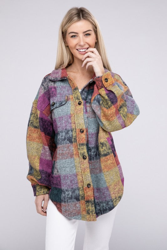 Loose Fit Buttoned Down Check Shirt Jacket king-general-store-5710.myshopify.com