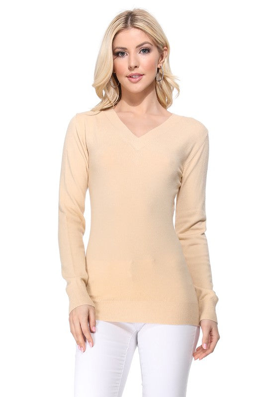 Women's Long Sleeve V-Neck Pulll Over Sweater Top king-general-store-5710.myshopify.com