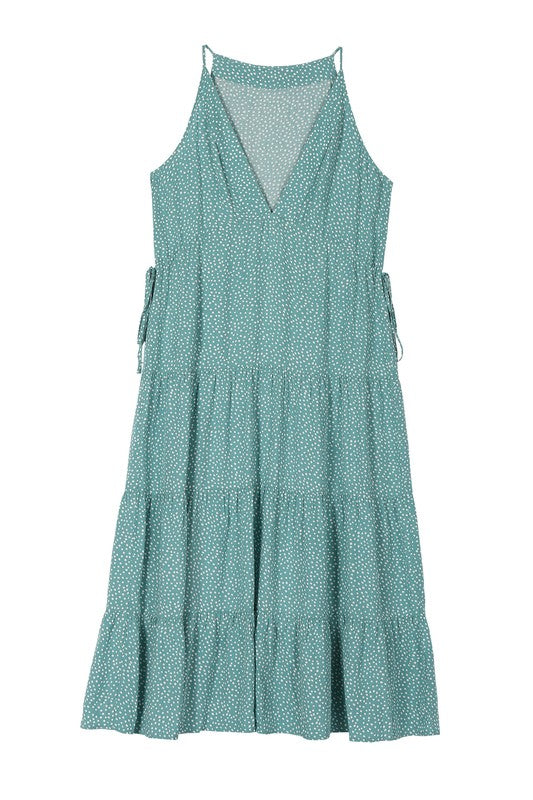 Green Polka Dot V-Neck Tiered Maxi Dress king-general-store-5710.myshopify.com