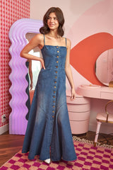 Plus Button Down Sleeveless Denim Maxi Dress king-general-store-5710.myshopify.com