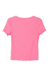 V-Neck Short Sleeve Ribbed Top king-general-store-5710.myshopify.com