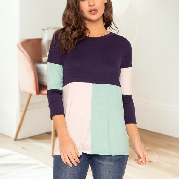 Plus Color Block Tunic Top