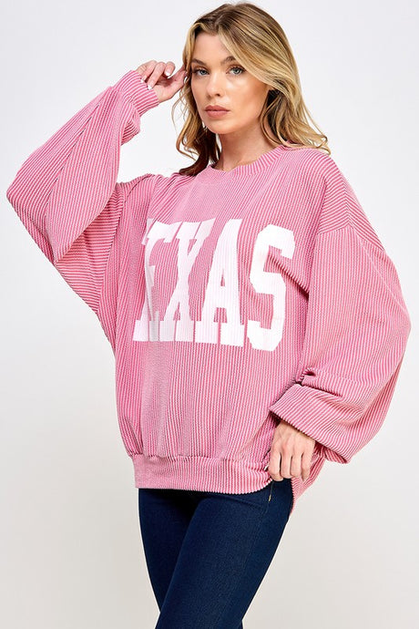 Texas Print Rib Cord Sweatshirt