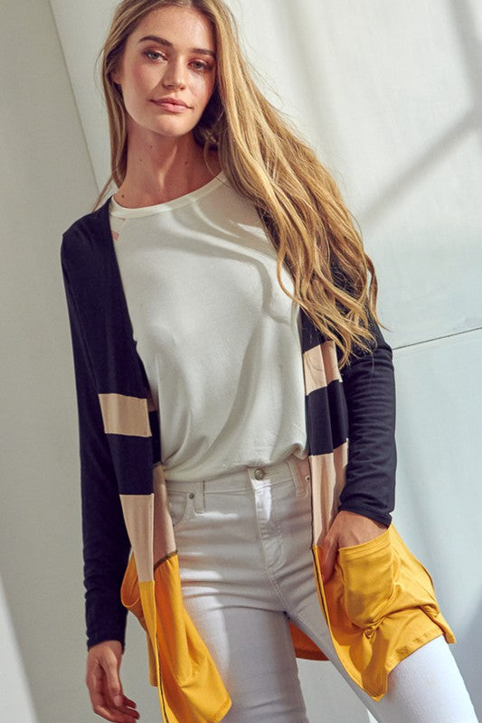 Solid Jersey Colorblock Cardigan