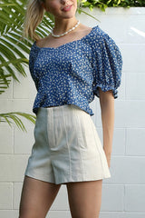 Ivory High Waisted Slant Pocket Line Shorts king-general-store-5710.myshopify.com