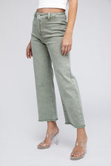 Acid Wash Frayed Cutoff Hem Straight Wide Pants king-general-store-5710.myshopify.com