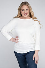 Plus Luxe Rayon Boat Neck 3/4 Sleeve Top king-general-store-5710.myshopify.com