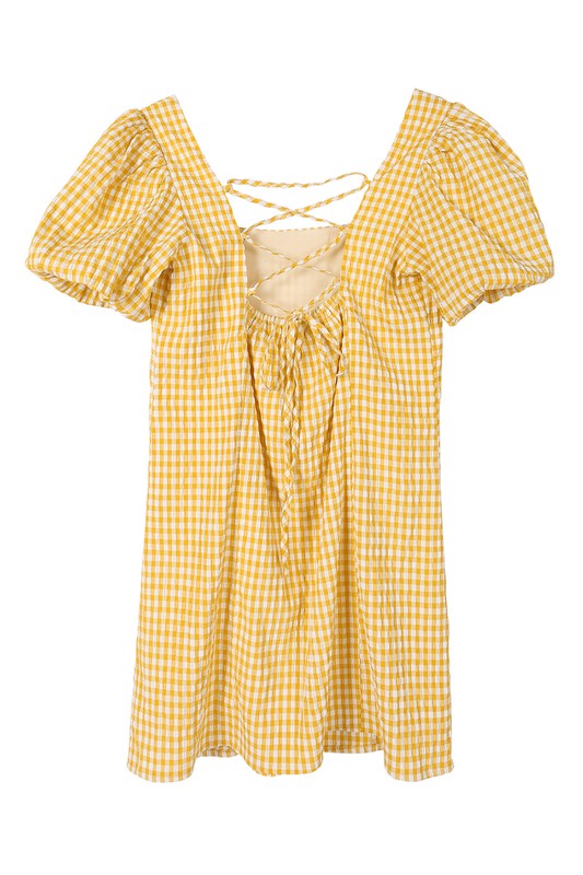 Yellow Gingham Back Strap Dress king-general-store-5710.myshopify.com