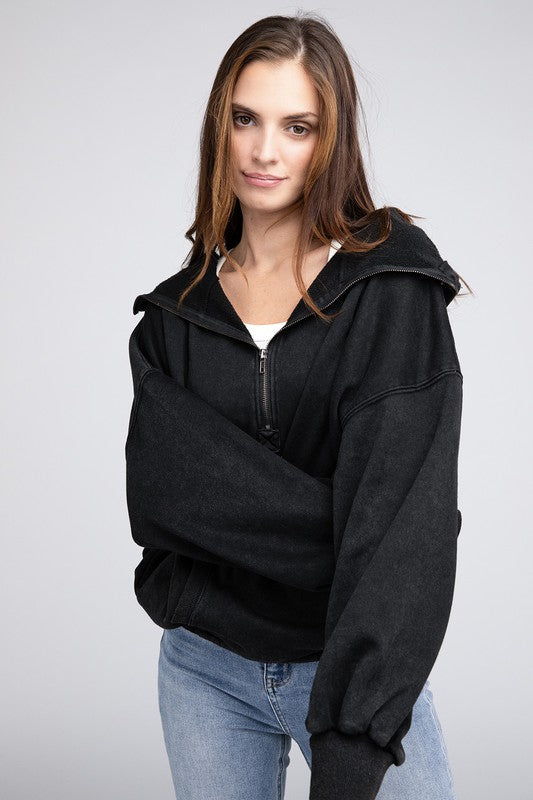 Stitch Detailed Elastic Hem Hoodie king-general-store-5710.myshopify.com