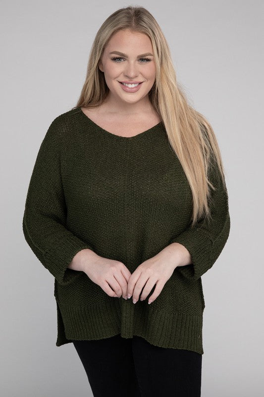 Plus Size Crew Neck Knit Sweater king-general-store-5710.myshopify.com