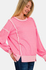 Zenana Washed Exposed-Seam Sweatshirt