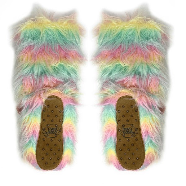 Funky Unicorn - Women's Cozy Sherpa Slipper Socks king-general-store-5710.myshopify.com