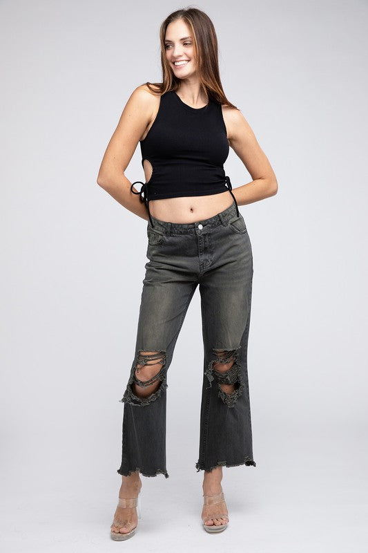 Distressed Vintage Washed Wide Leg Pants king-general-store-5710.myshopify.com