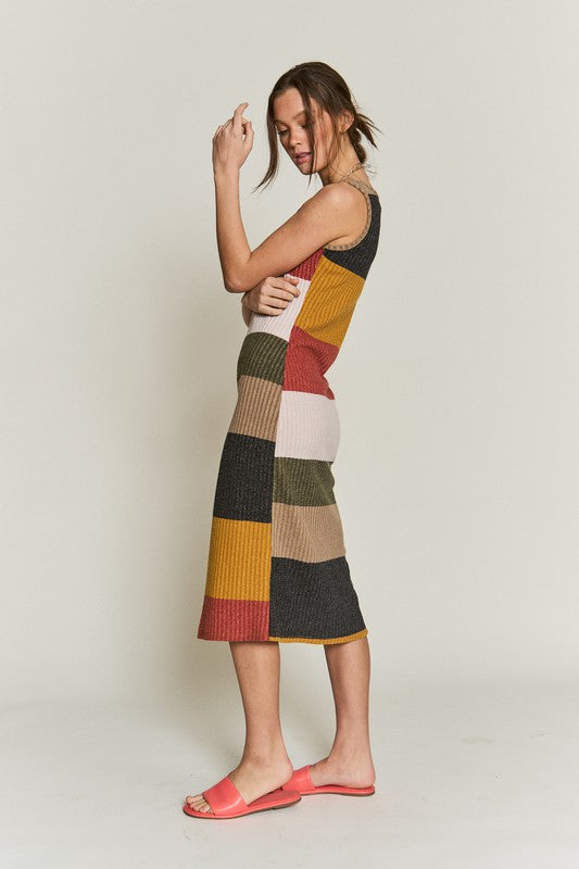 Plus Color Block Casual Midi Dress king-general-store-5710.myshopify.com