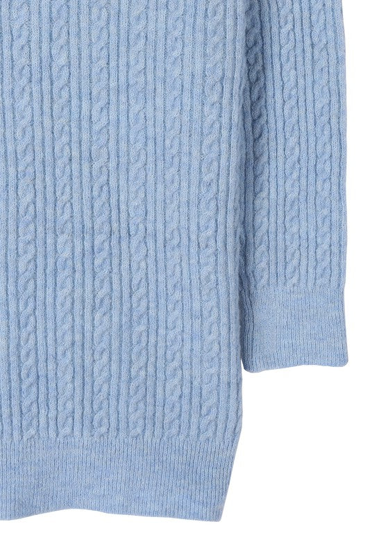Light Blue Wool Blended Cable Knitted Cardigan king-general-store-5710.myshopify.com