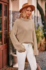 Mock Neck Drop Shoulder Sweater