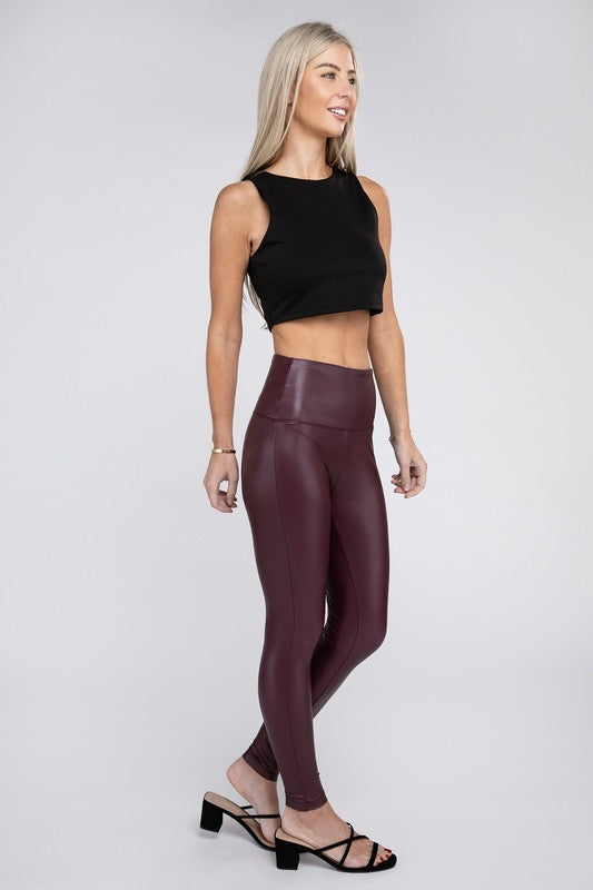 High Rise Fitted Faux Leather Leggings king-general-store-5710.myshopify.com