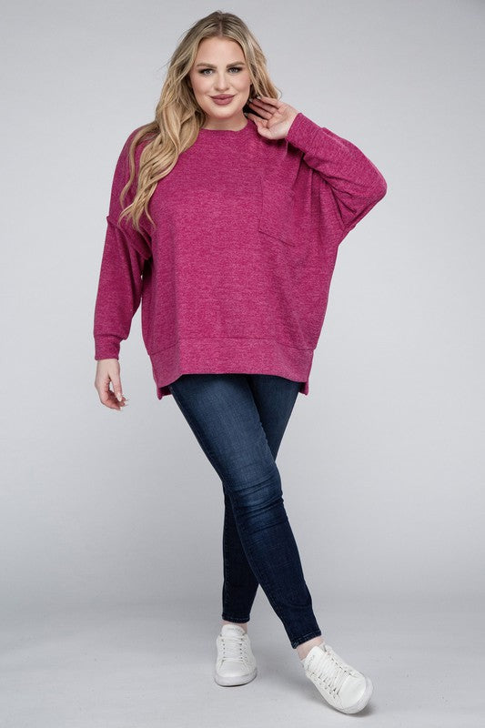 Plus Brushed Melange Drop Shoulder Sweater king-general-store-5710.myshopify.com