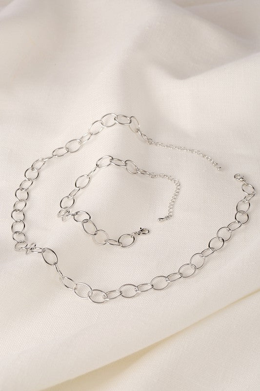 Chain Bracelet and Necklace Set - Silver king-general-store-5710.myshopify.com