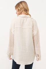 And The Why Texture Button Up Openwork Shirt